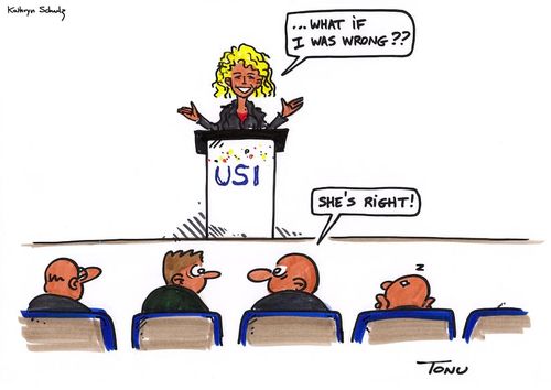 Dessin humoristique sur la conférence de Kathryn Schulz à l'USI