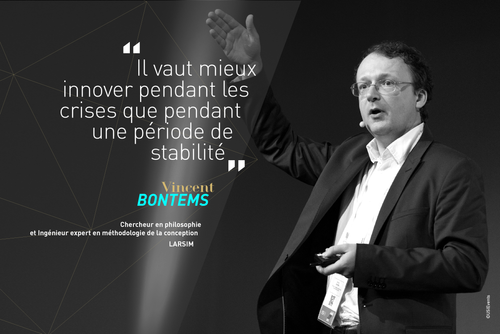 Citation de Vincent Bontems lors de sa conférence USI 2016 : "Il vaut mieux innover pendant les crises que pendant une périodes de stabilité"
