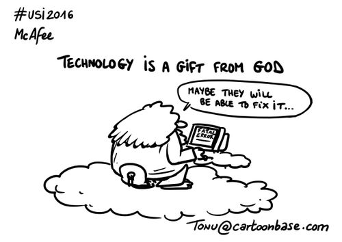 Cartoon sur le talk de Andrew McAfee à la conférence USI "The Second Machine Age"